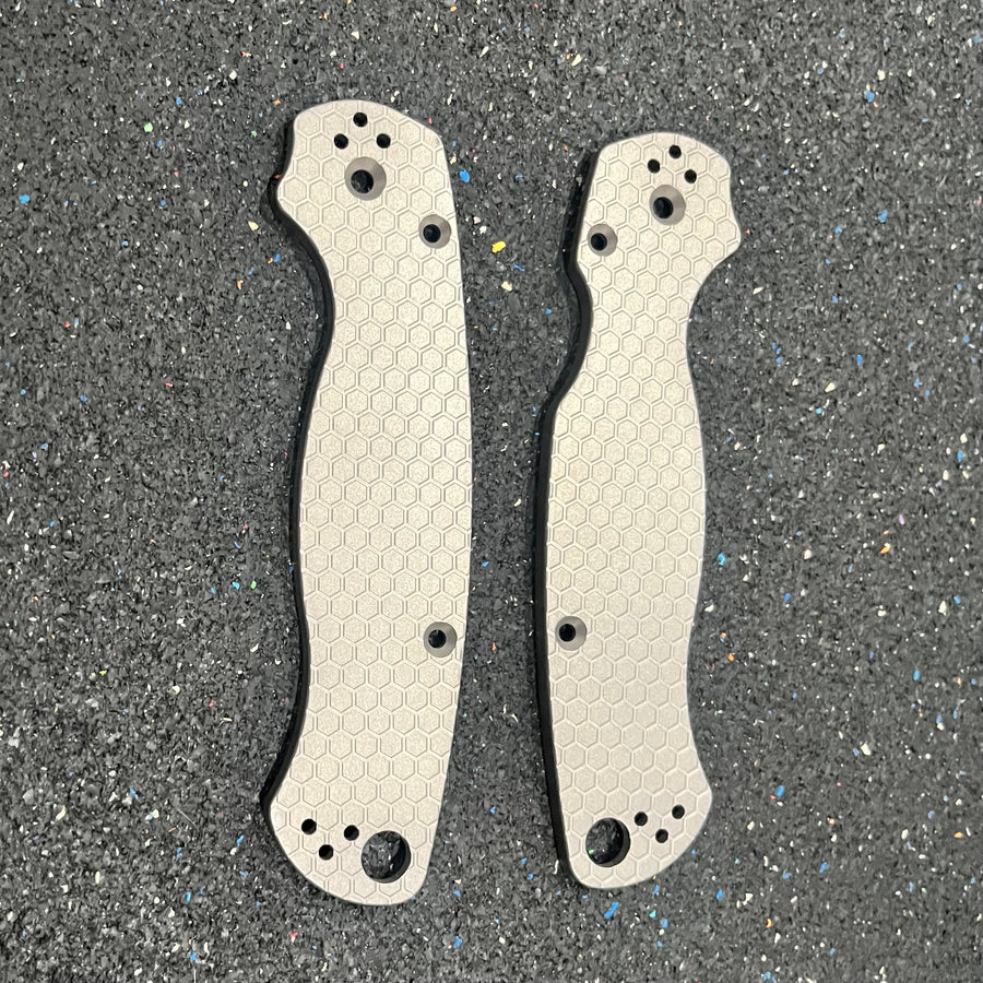 EDCustoms Titanium Scales for Spyderco Para Military 2 - Matte Sandblast - Hexagon Pattern Milled