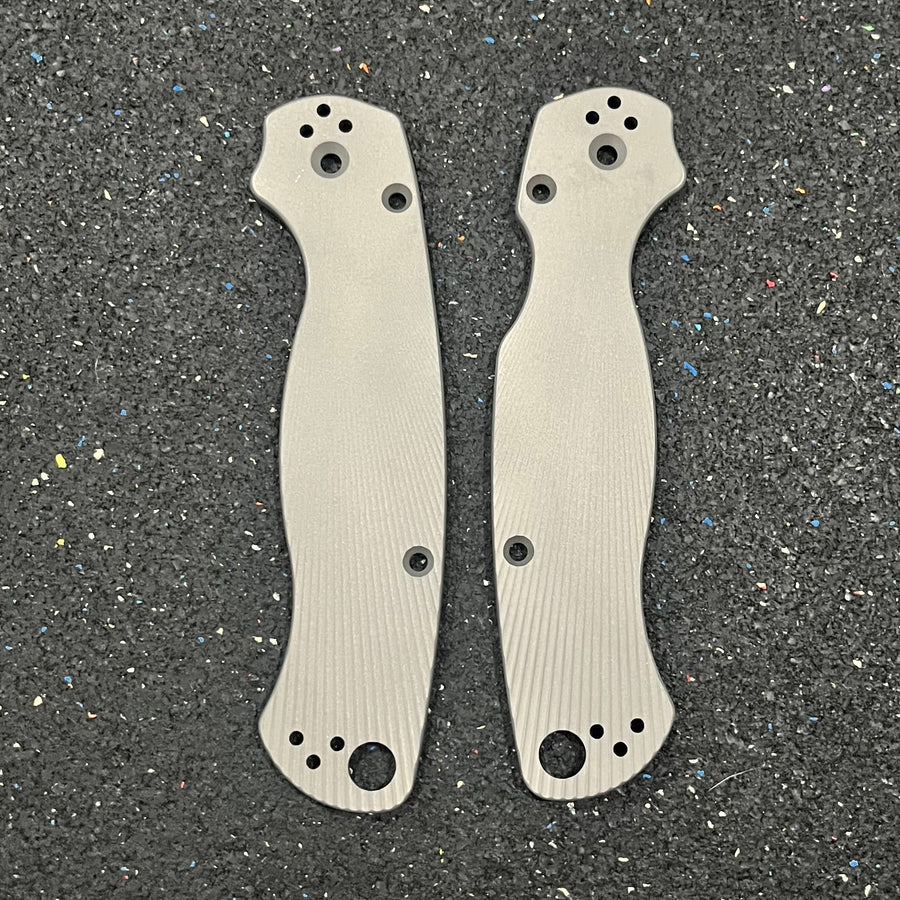 EDCustoms Titanium Scales for Spyderco Para Military 2 - Matte Sandblast - Lines Fade Pattern Milled