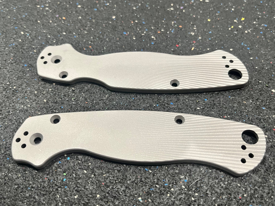 EDCustoms Titanium Scales for Spyderco Para Military 2 - Matte Sandblast - Lines Fade Pattern Milled