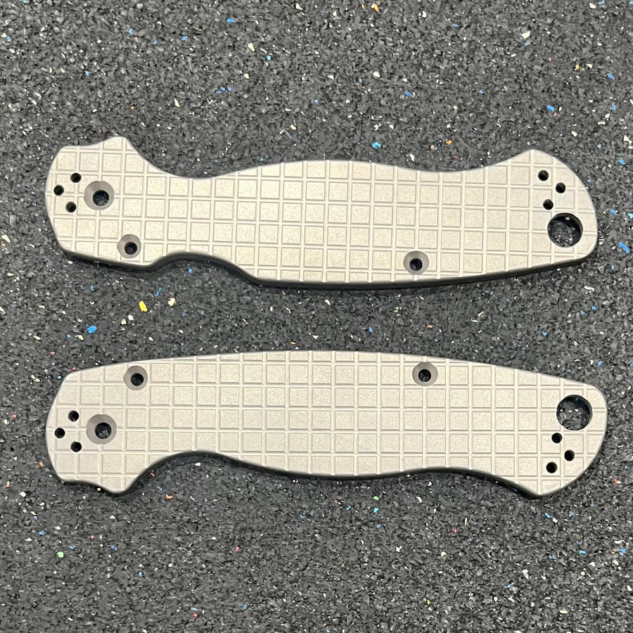 EDCustoms Titanium Scales for Spyderco Para Military 2 - Matte Sandblast - Frag Pattern Milled