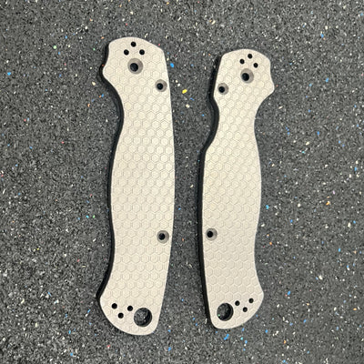 EDCustoms Titanium Scales for Spyderco Para Military 2 - Matte Sandblast - Hexagon Pattern Milled