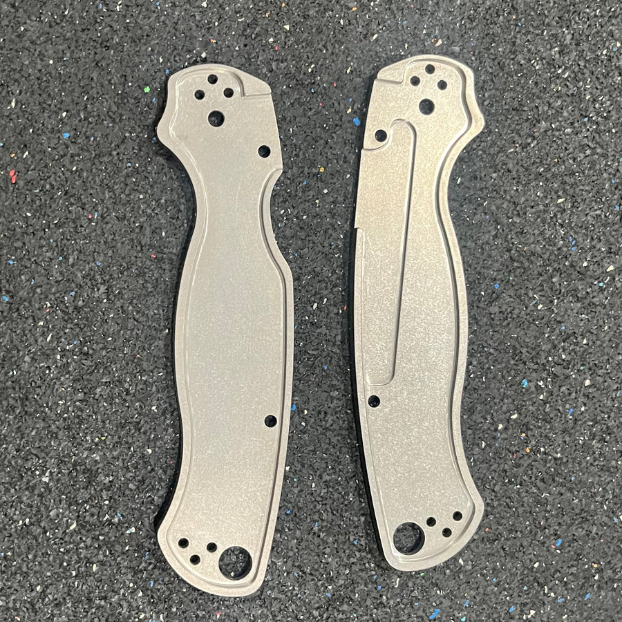 EDCustoms Titanium Scales for Spyderco Para Military 2 - Matte Sandblast - Frag Pattern Milled
