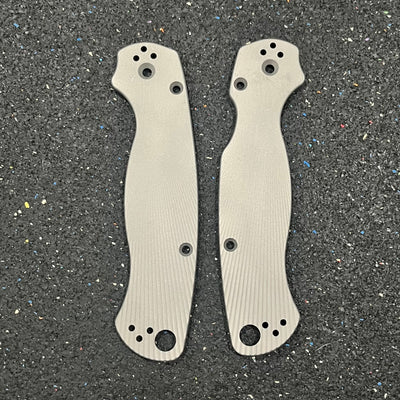 EDCustoms Titanium Scales for Spyderco Para Military 2 - Matte Sandblast - Lines Fade Pattern Milled
