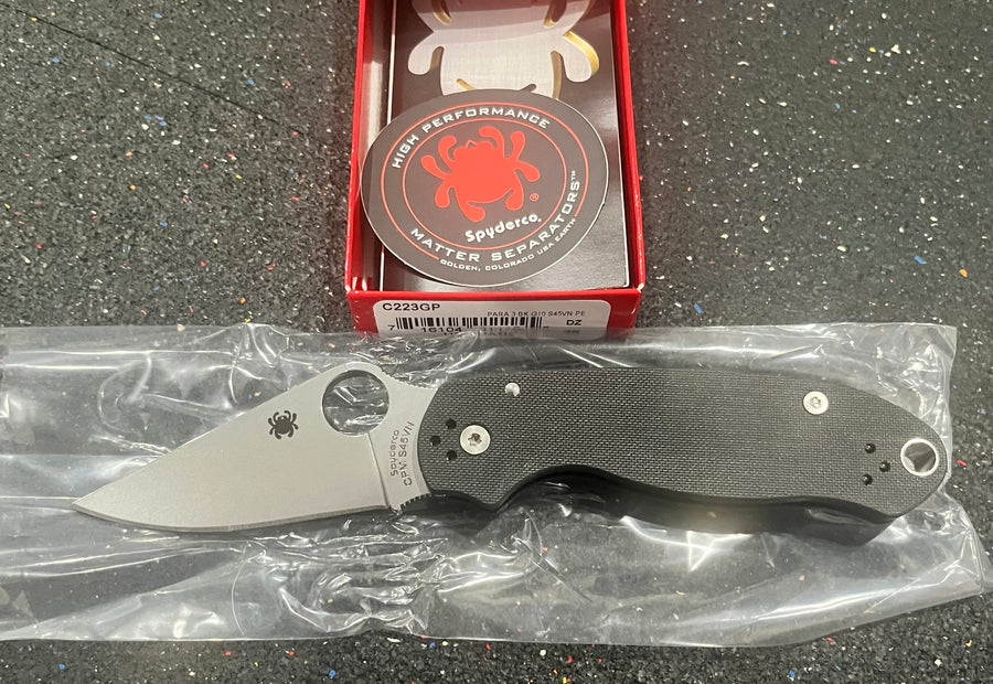 Spyderco Para 3 Folding Knife — Satin S45VN Black G10 (C223GP)